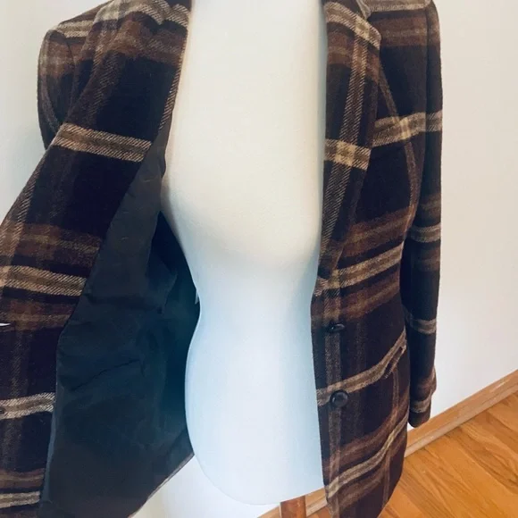 Ralph Lauren Vintage Brown Plaid Women's Blazer RARE - Picture 6 of 7